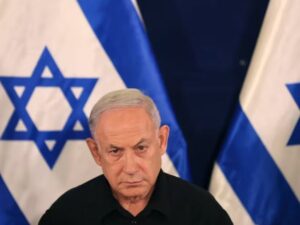 Israeli Prime Minister Benjamin Netanyahu at a news conference (Abir Sultan/AP) 