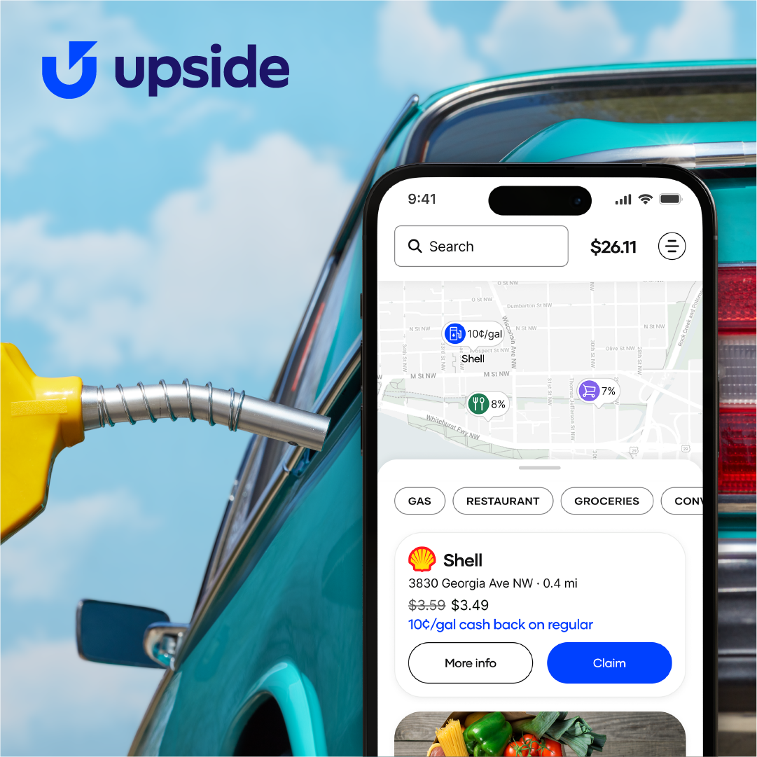 Get the UpSide App now and Save Money 