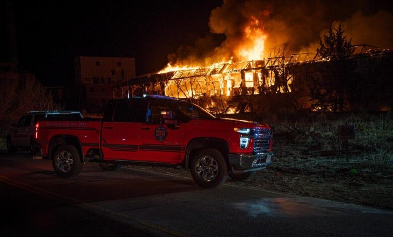 Abandoned Sugar Mill factory near Longmont catches fire overnight