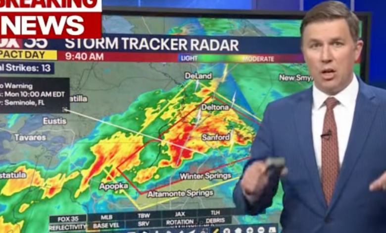 Meteorologist Has Intense Real-Time Reaction As Tornado Strikes Studio Live On Air