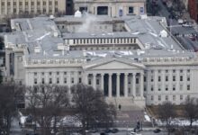 U.S. budget deficit surged in February, passing trillion for year-to-date record