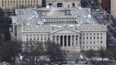 U.S. budget deficit surged in February, passing trillion for year-to-date record