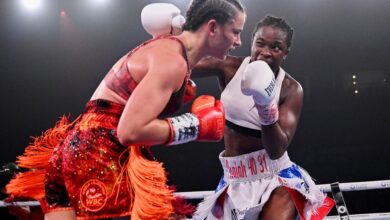 Tiara Brown, a 36-year-old former Florida police officer, upsets Australian Skye Nicolson to win WBC featherweight title